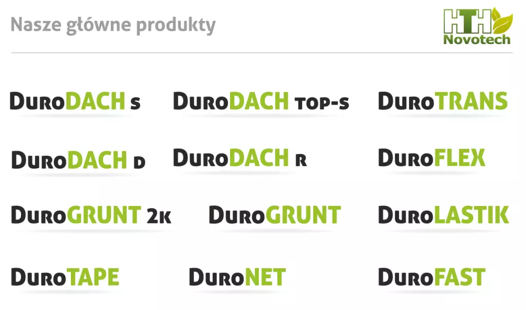 Nazwy głównych produktów DuroDACH